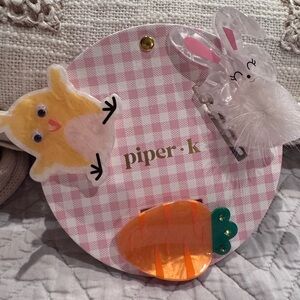 Piper K Bunny and Chick Hair Clip Set - Pink, Yellow, Orange